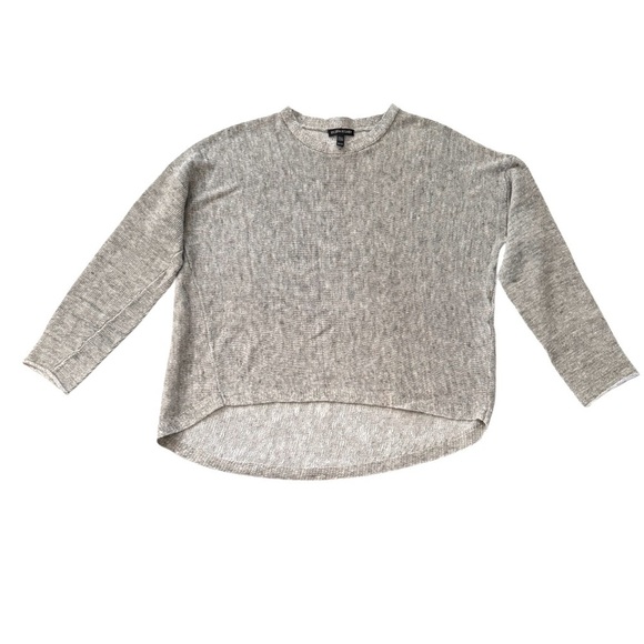 Eileen Fisher Long-sleeve High Low Linen-Blend Melange Sweater In Moon, Size XS - Picture 8 of 13